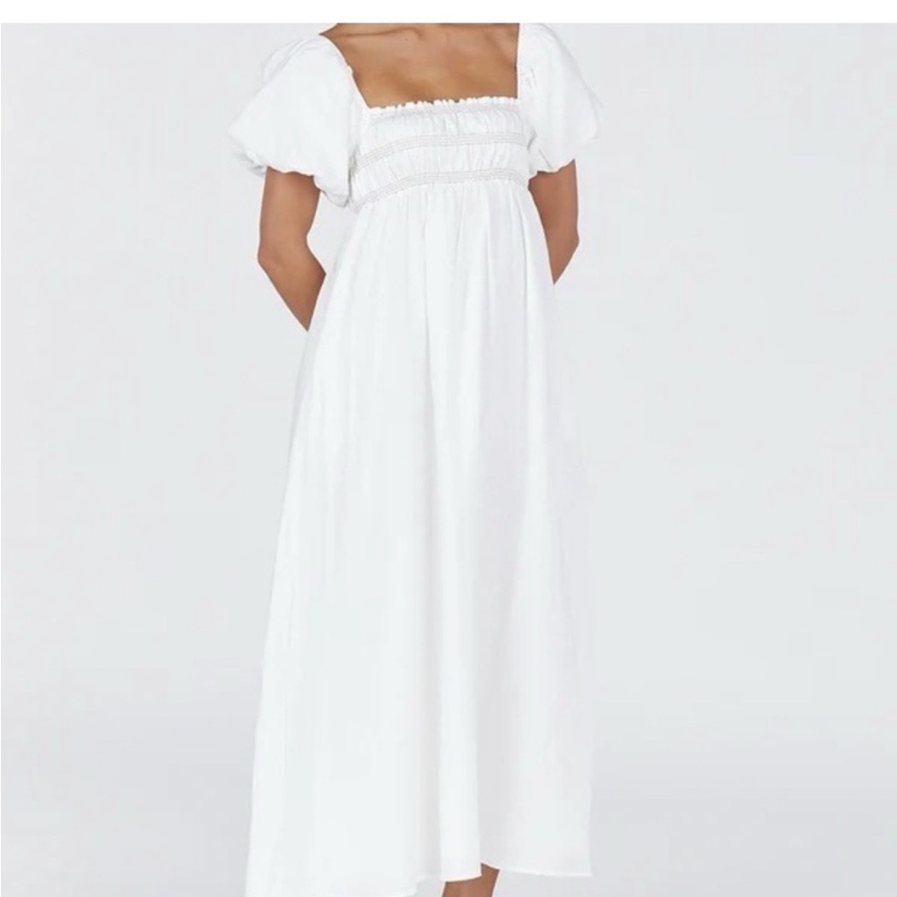 Dissh Bianca white linen midi dress